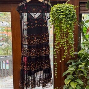 Sundance Black Dress with Colorful Embroidery